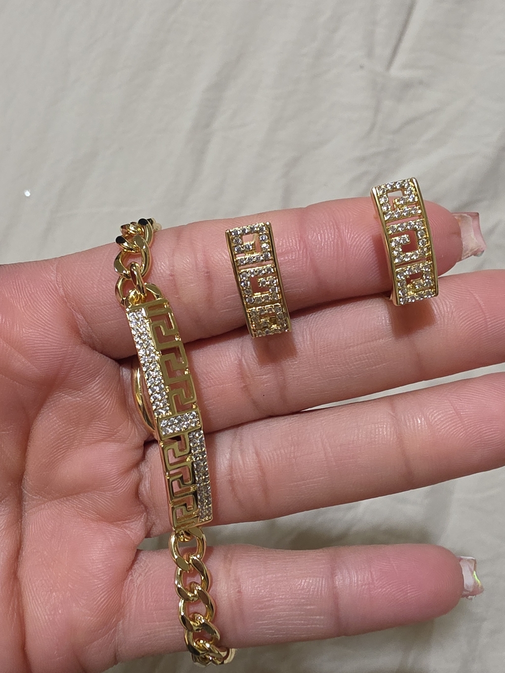 14k gold-filled bracelet and earrings